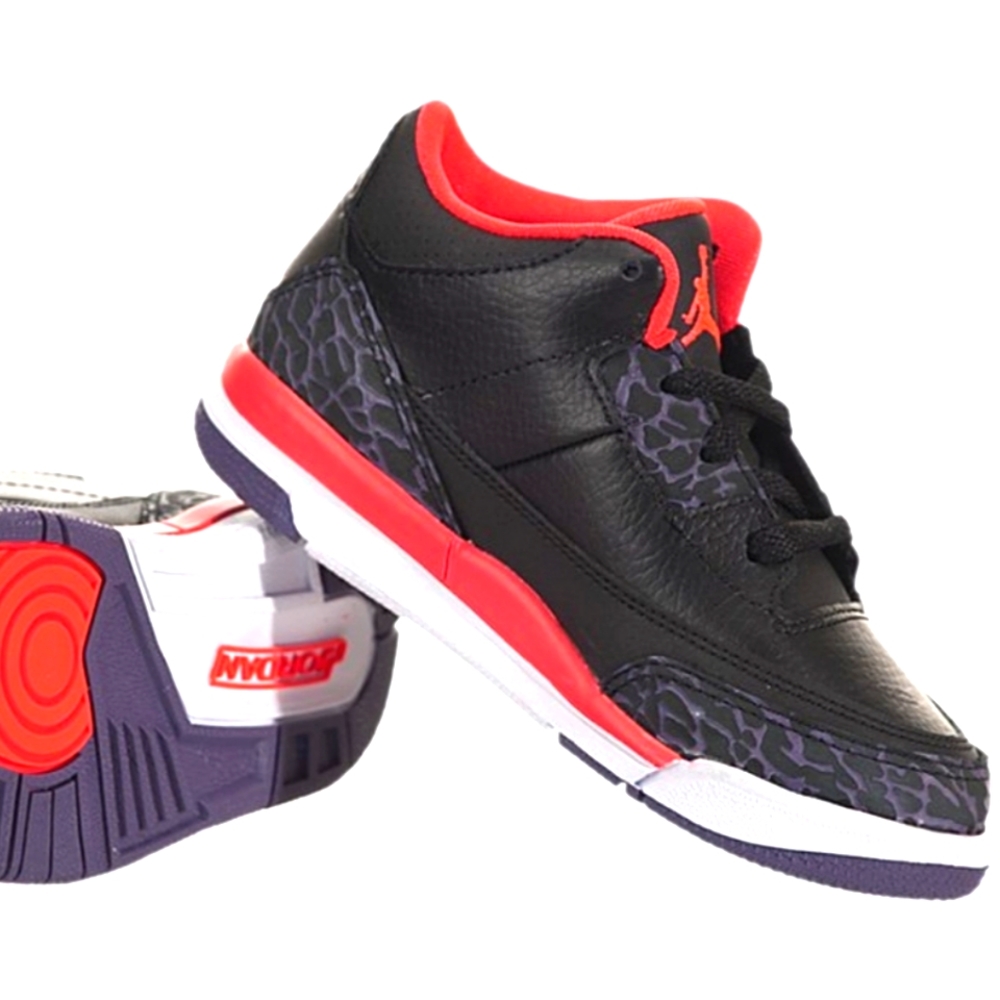 Jordan 3 toddler Retro Black and crimson hightops